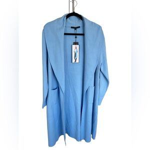 NWT MaxSport Women's Light Blue Long open Cardigan knit Sweater